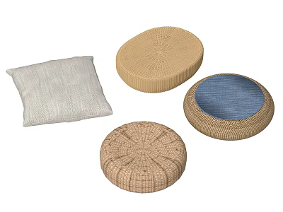 Woven Lazy Sofa Collection Featuring Round Oval Square Designs And Beige Blue Tones 3d model