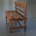 Vintage Rustic Wooden Bench with Backrest and Plank Design for Indoor Outdoor