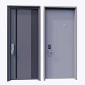 Modern Security Doors Two Different Designs With Glass Panel And Solid Color 3d model