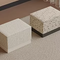 Two Square Textured Stools With Decorative Patterns On Carpet In Interior 3d model