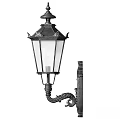 Vintage Black Wall Lamp With Glass Shade And Ornate Carved Decorative Base