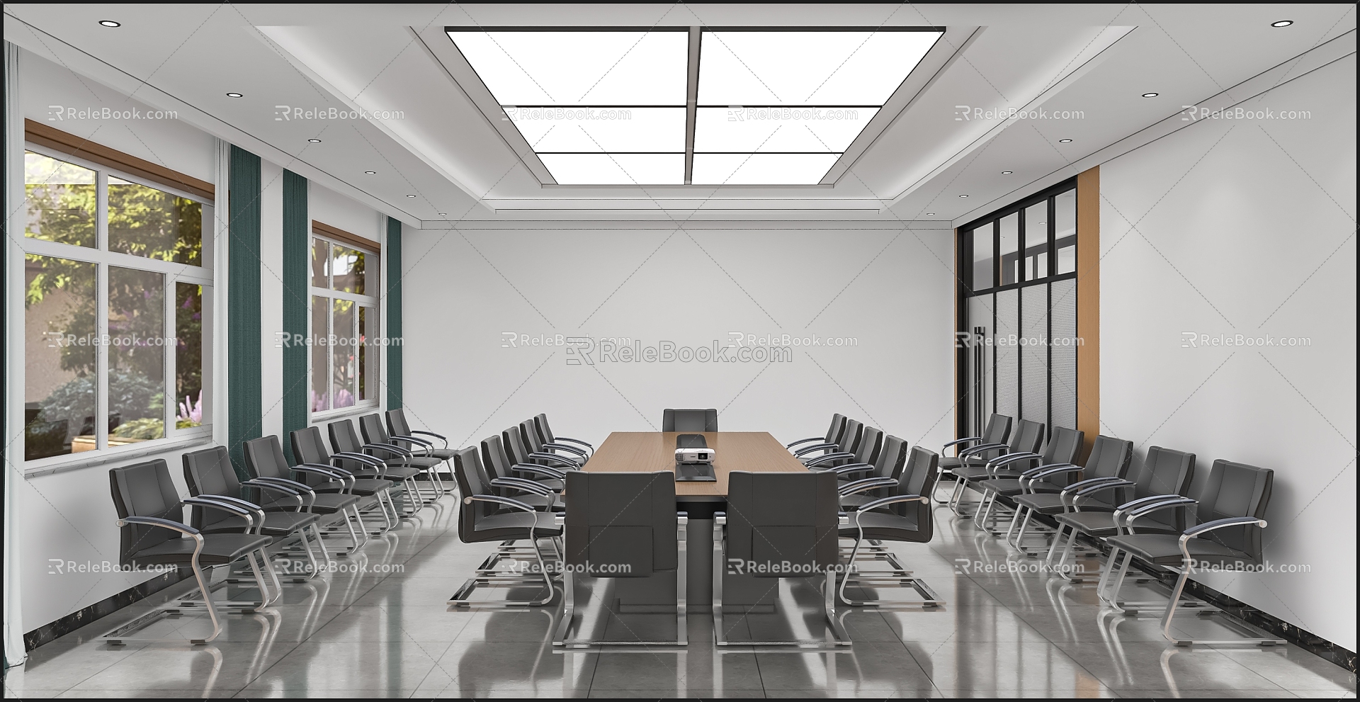 Modern conference room conference table combination lamp film ceiling 3d model