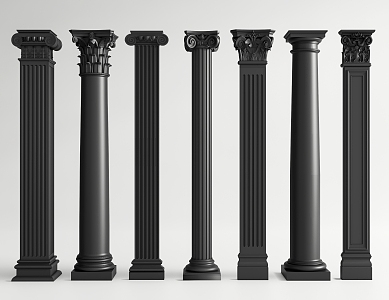 European style column Roman column Gypsum column carving style 3d model