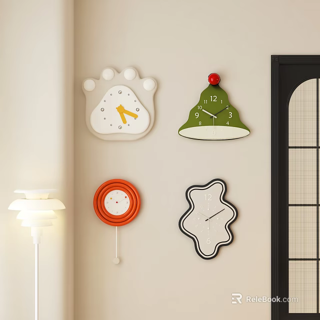 Creative Wall Clocks With Various Unique Shapes For Home Decor 3d model