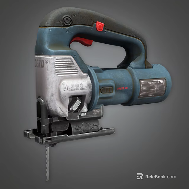 BOSCH Blue And Silver Electric Jigsaw With Ergonomic Handle Red Switch And Sharp Blade 3d model 