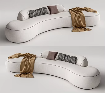 Modern Multiplayer Sofa Curved Sofa 3d model