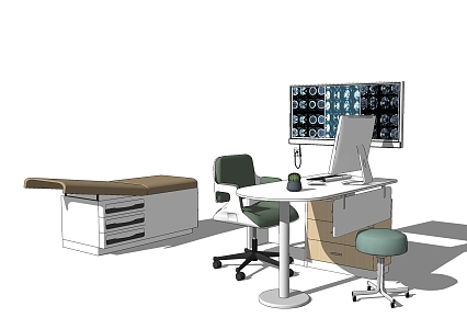 Modern medical bed consulting room diagnosis and treatment table and chair combination diagnosis and treatment bed 3d model