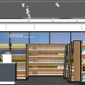 Supermarket Grocery Store With Food Shelves Children's Products Canned Goods Beverages And Cashier Counter