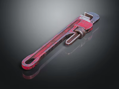 Red Metal Adjustable Wrench Hardware Tool for Repair and Tightening Work 3d model