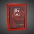 Red Fire Equipment Cabinet With Transparent Door And Fire Hose Inside 3d model