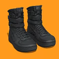 Stylish Modern Black High Top Boots With Structured Upper And Laces