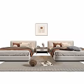 Cozy Single Bed Interior With Bedside Table Decorative Painting And Soft Plush Pillows