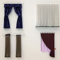 Various Curtains Featuring Navy Blue Tied Bow White Lace Brown Tassel Burgundy and Pink Lining
