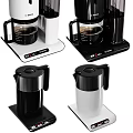 Modern BOSCH White And Black Kitchen Appliances With Coffee Maker Toaster And Kettle