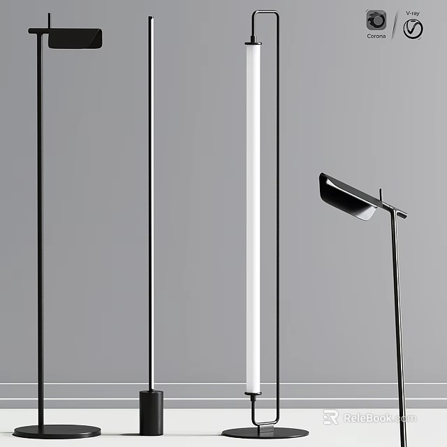 Modern Minimalist Floor Lamp With Sleek Metal Stand In Contemporary Interior Space 3d model 