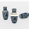 Three Blue and White Ceramic Vessels With Traditional Floral Design Patterns 3d model