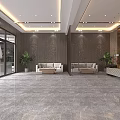 Modern Hotel Lobby Interior With Wooden Panels Reception Desk Sofa Area And Plants