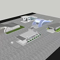 Modern Station Architectural Design With Curved Roofs And Plaza Entrance Area