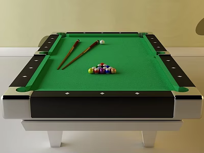 Professional Billiard Table with Green Felt Surface Pool Balls and Cues 3d model