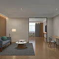 Hotel Guest Room With Simple Style White Bed Wooden Floor TV And Wall Painting Desk