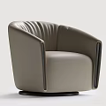 Modern Beige Leather Single Sofa With Curved Backrest And Black Accent Strips 3d model