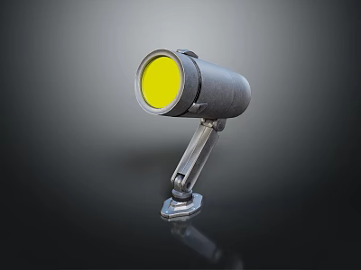 Modern Adjustable Furniture Spotlight With Metallic Arm And Yellow Light Source 3d model
