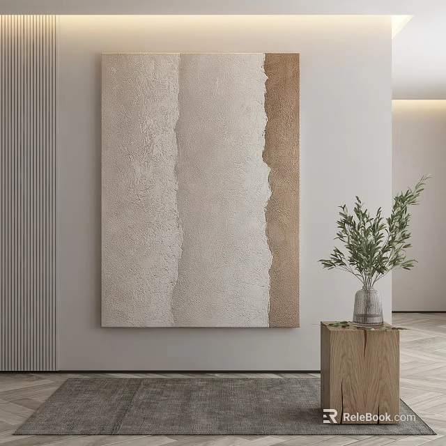 Textured Abstract Painting In Neutral Tones With Beige Brown Hues For Minimalist Interior 3d model 