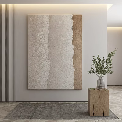 Textured Abstract Painting In Neutral Tones With Beige Brown Hues For Minimalist Interior 3d model