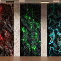 Rock Texture Background Wall With Illuminated Red Green Blue LED Details