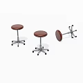 Brown Upholstered Bar Stools With Metal Frames And Swivel Wheels 3d model