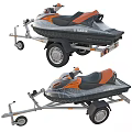 Two Yamaha Jet Skis On Trailers With Diverse Color Schemes