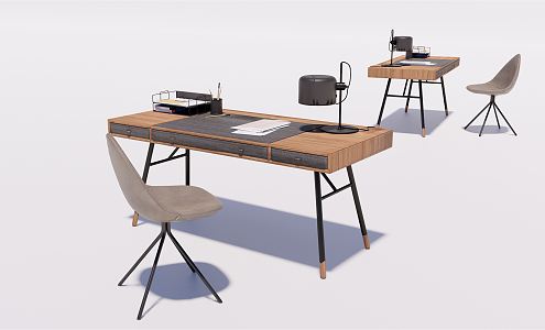 Modern Desk and Chair Simple Desk and Chair Combination Office Desk and Chair Writing Desk 3d model