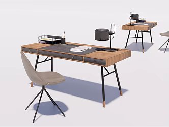 Modern Desk and Chair Simple Desk and Chair Combination Office Desk and Chair Writing Desk 3d model