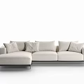Modern Light Colored Sectional Sofa With Plush Cushions And Metal Legs Design