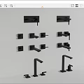 Modern Black Bathroom Faucets Showcasing Wall Mounted and Deck Mounted Styles 3d model