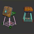 Orange Barbecue Grills With Black Grills Metal Stands Wheels And Rust Wear For Household Use