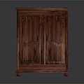 Traditional Solid Wood Cabinet With Carved Double Doors And Decorative Feet