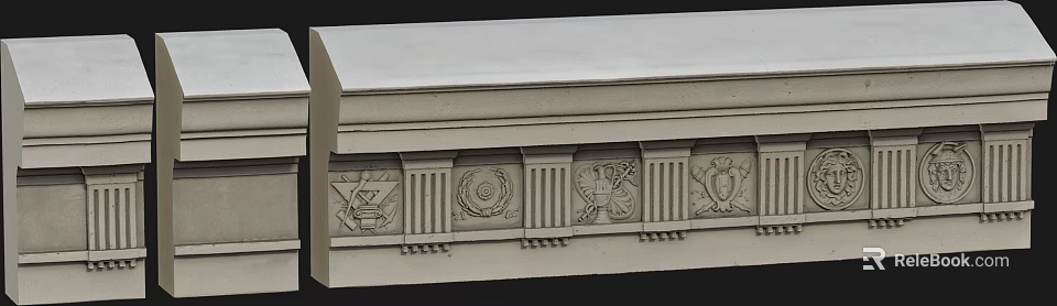 Ornate Building Exterior Wall With Classical Carvings And Decorative Architectural Details 3d model 