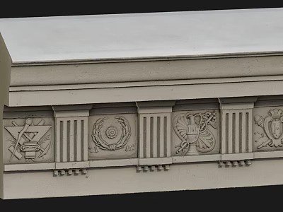 Ornate Building Exterior Wall With Classical Carvings And Decorative Architectural Details 3d model