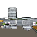 Modern Commercial Complex With High Rise Tower And Glass Curtain Wall Design