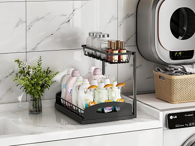 Bathroom Supplies Bathroom Small Pieces Storage Rack Under Sink Storage Rack Laundry Liquid Washing and Protection Supplies 3d model