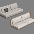 Modern Light Colored Sofa Set With Black Cushion And Wooden Frame 3d model