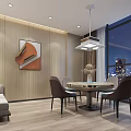 Modern Hotel Mahjong Room Interior With Wooden Walls Gaming Table Pendant Light And City View Window