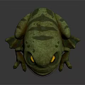 Cartoon Frog Character 3D Model with Green Body Yellow Eyes and Open Mouth