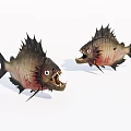 Fierce Reptile With Sharp Teeth Spiked Dorsal Fin And Dark Red Spots Opening Mouth