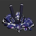 Blue White and Purple Mech Robot Character with Detailed Armor Standing Pose