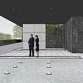 Modern Garden Landscape Featuring Trees Glass Wall And Paved Ground Design