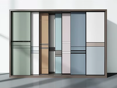 Modern Sliding Doors with Colorful Panel Combinations for Home Interior Design 3d model