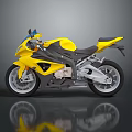 Yellow and Black Sports Motorcycle with Streamlined Design Black Seat and Silver Wheels