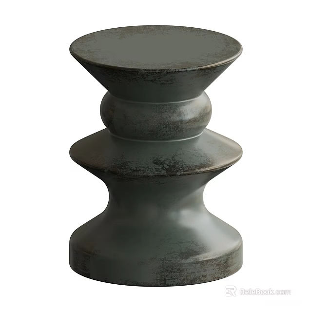 Distressed Gray Modern Side Table With Layered Curved Shapes And Textured Surface 3d model